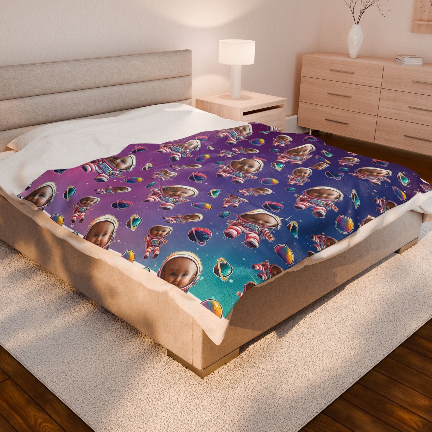 Cosmic Baby Astronaut Velveteen Plush Blanket
