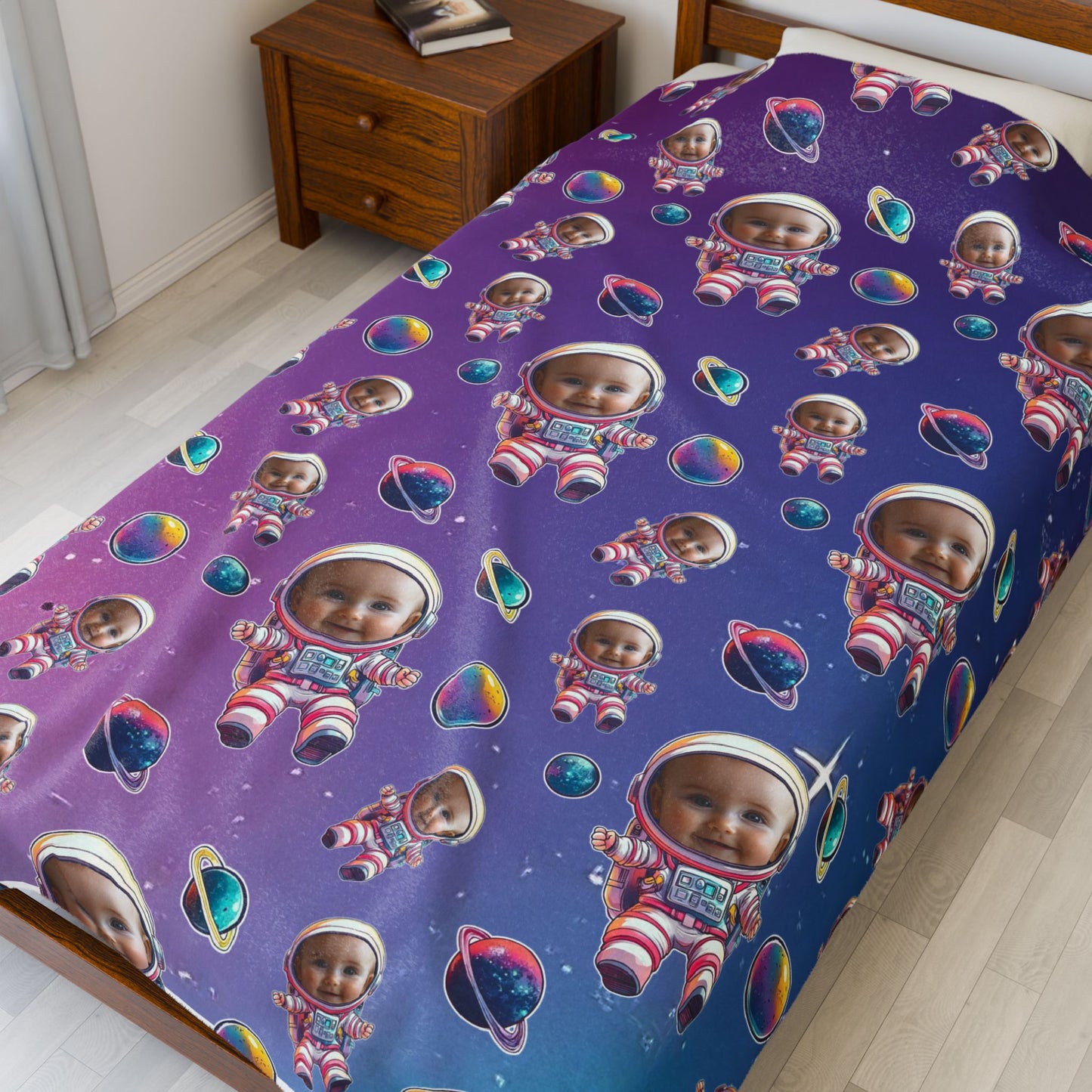 Cosmic Baby Astronaut Velveteen Plush Blanket