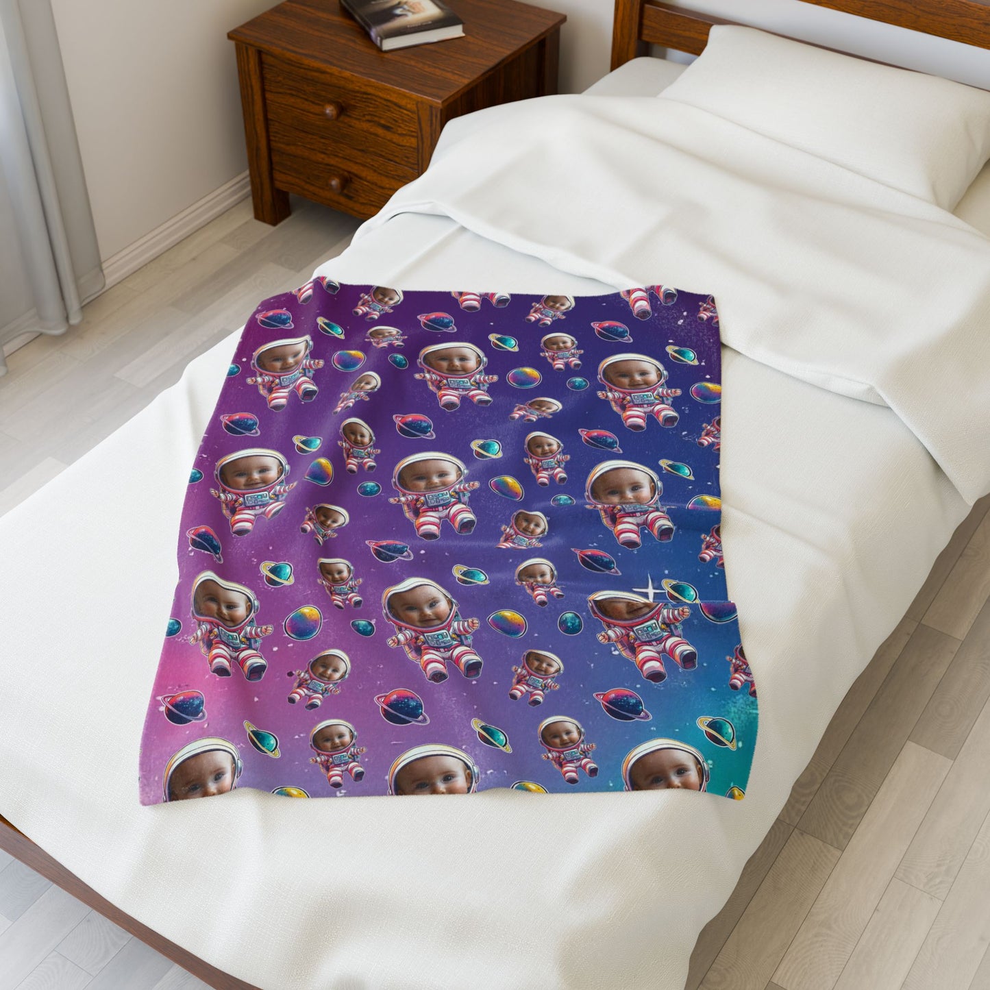 Cosmic Baby Astronaut Velveteen Plush Blanket