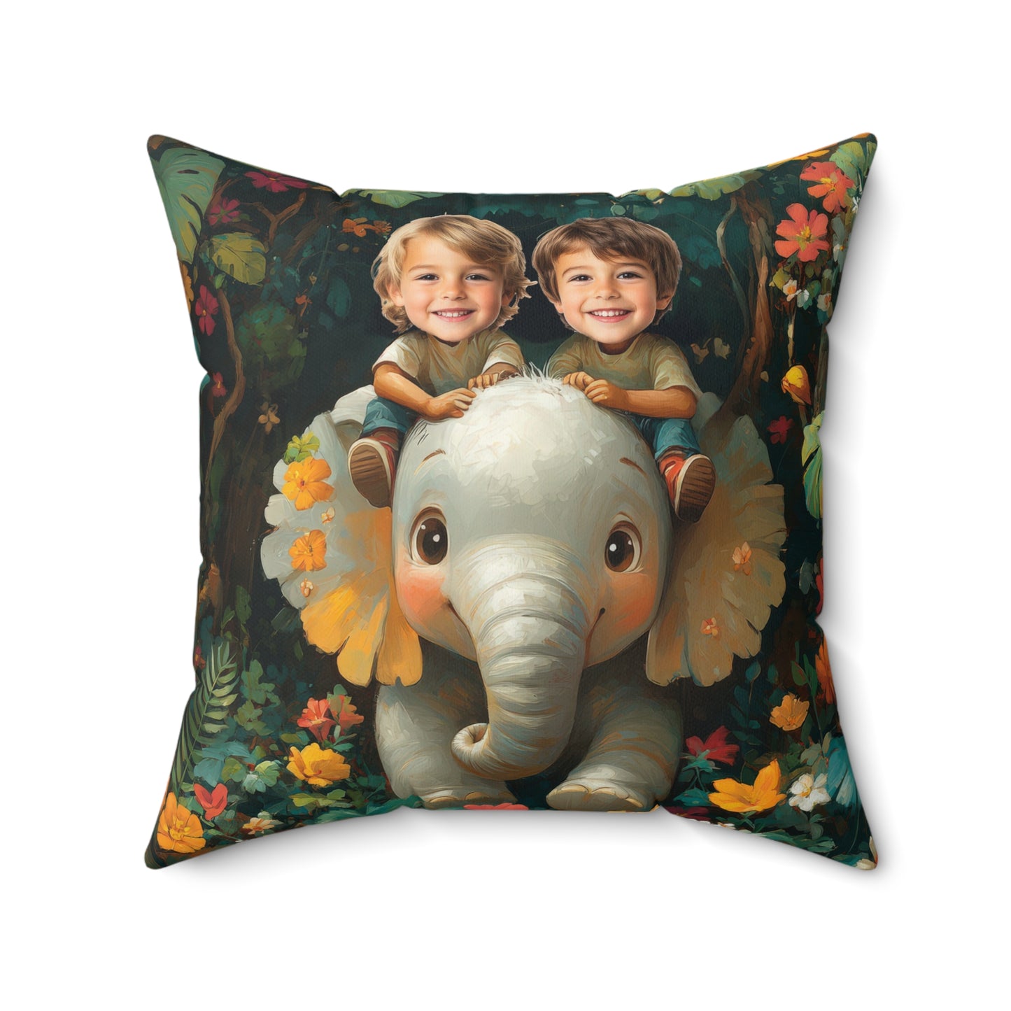 Elephant Ride Square Pillow