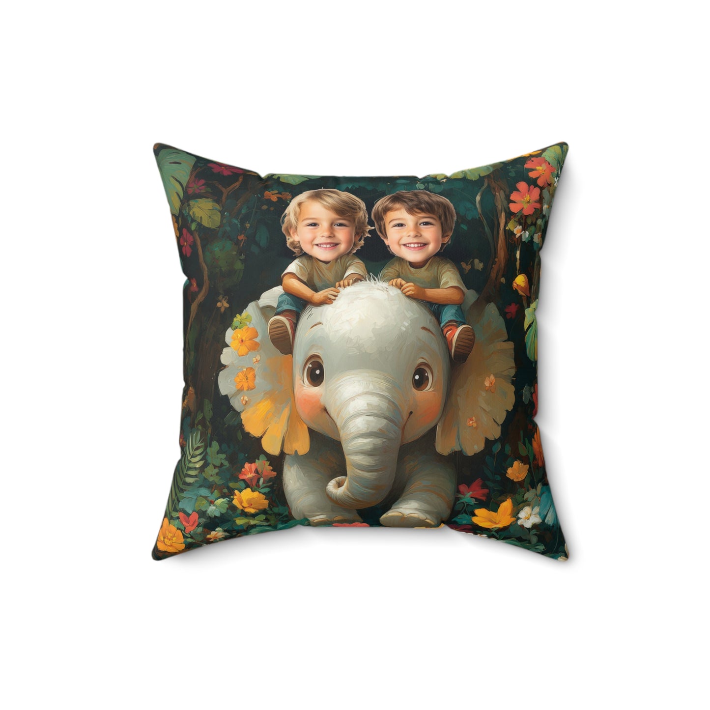 Elephant Ride Square Pillow