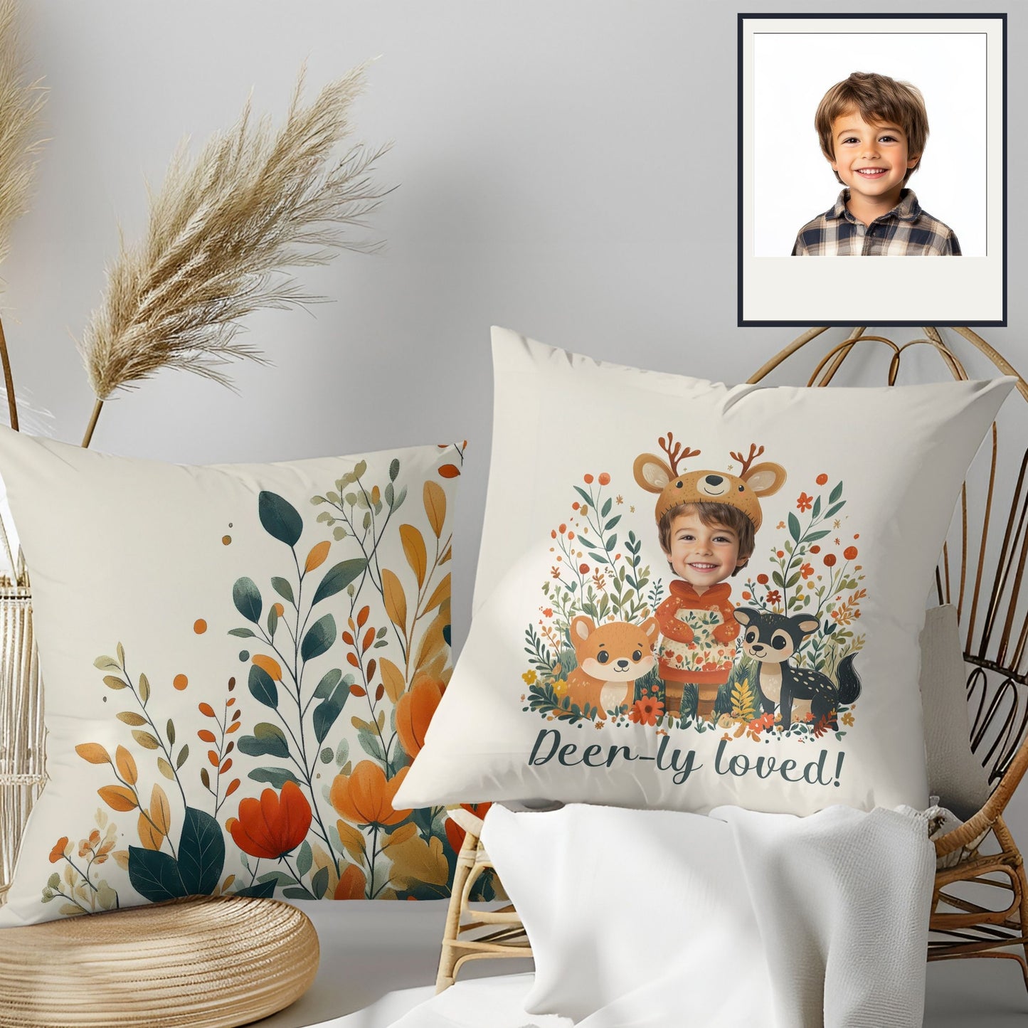 Deer-ly Loved Square Pillow