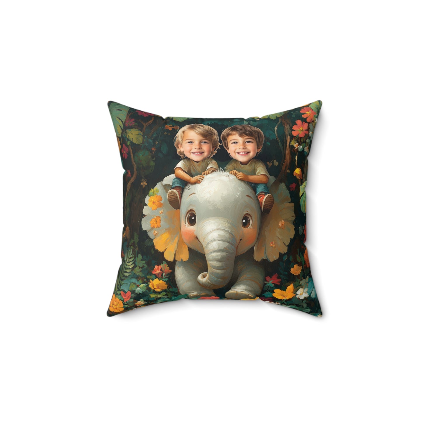 Elephant Ride Square Pillow