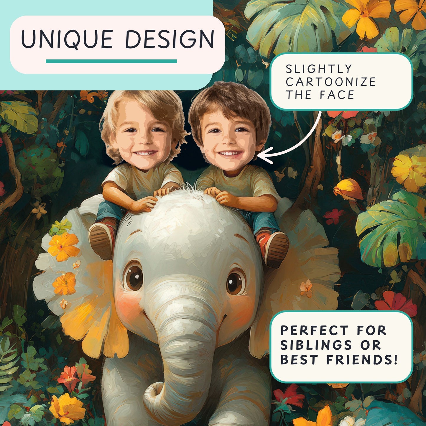 Elephant Ride Square Pillow