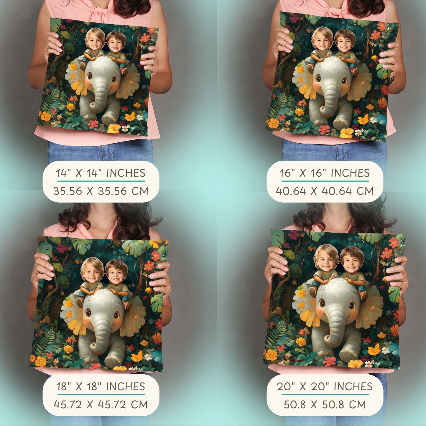 Elephant Ride Square Pillow