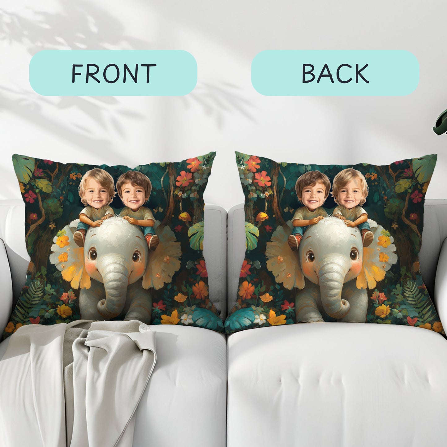 Elephant Ride Square Pillow